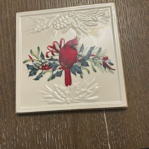 Lenox Trivet Plate “Winter Greeting Carved Trivet” American by Design. 6” Square